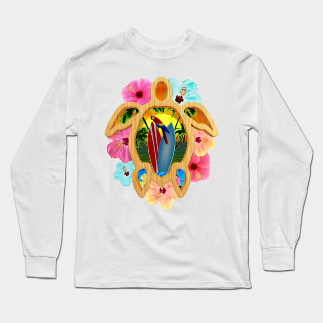 Aloha Tropical Honu Sea Turtle Long Sleeve T-Shirt by macdonaldcreativestudios